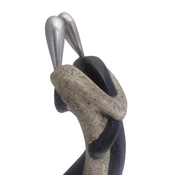 Art Nouveau Inspired Man And Woman Dancing Metal Heads Sculpture - Picture 5 of 6